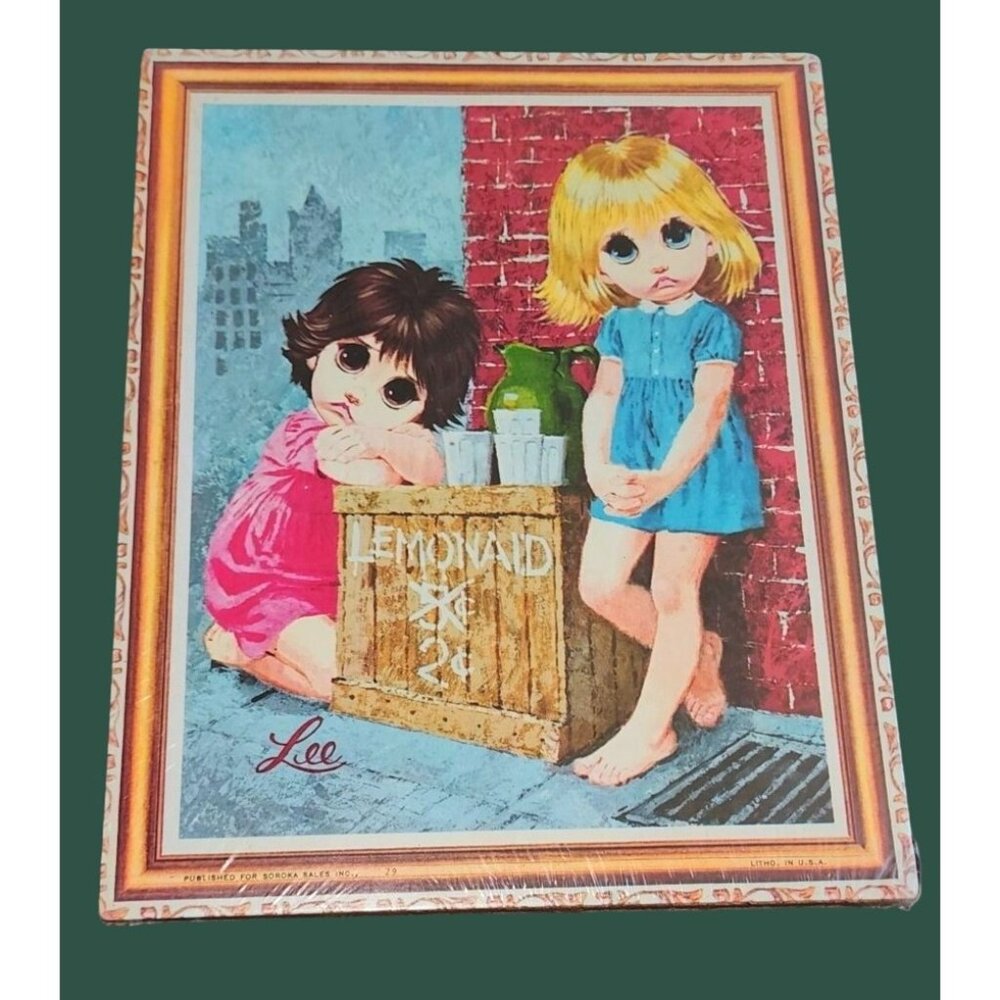 Vintage "Lemonade Stand" Lithograph Art By Lee Big Eyes New Old Stock